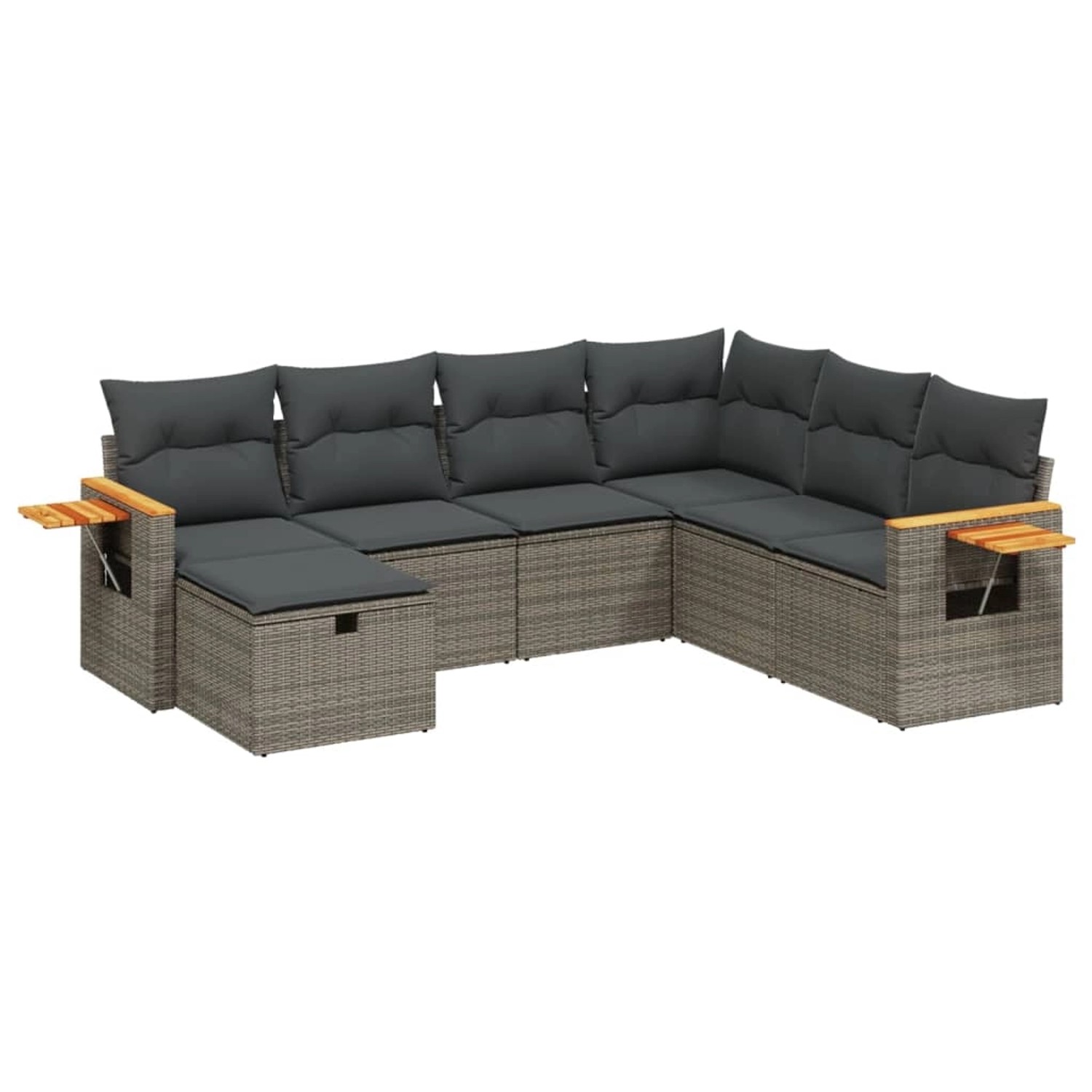 vidaXL 7-Tlg Garten-Sofagarnitur mit Kissen Grau Poly Rattan 3265547 günstig online kaufen