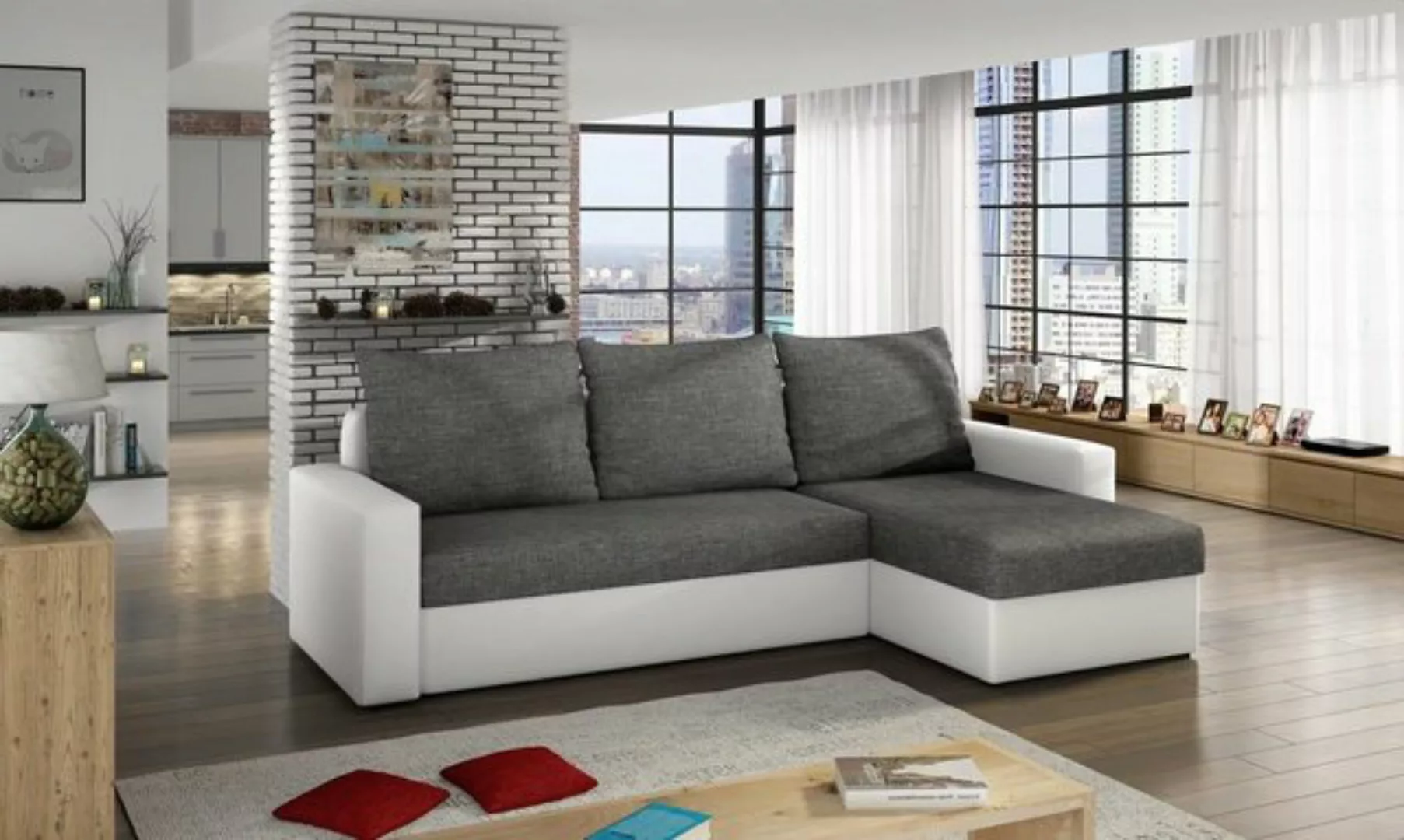 JVmoebel Ecksofa, Design Ecksofa Schlafsofa Bettfunktion Couch Textil Polst günstig online kaufen