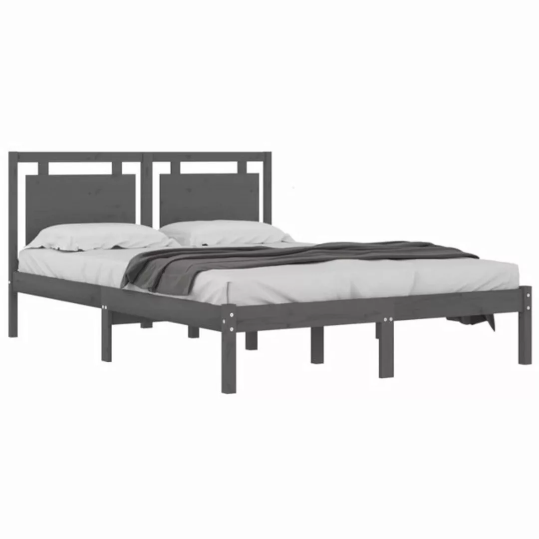 vidaXL Bettgestell Massivholzbett Grau 200x200 cm Bett Bettgestell Doppelbe günstig online kaufen