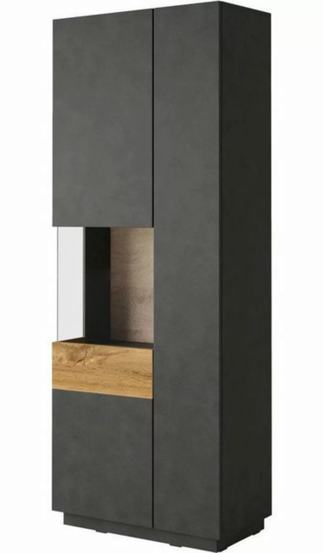 Helvetia Vitrine Silke (Silke, 1-St., Vitrine) 80x40x207cm anthrazit matera günstig online kaufen