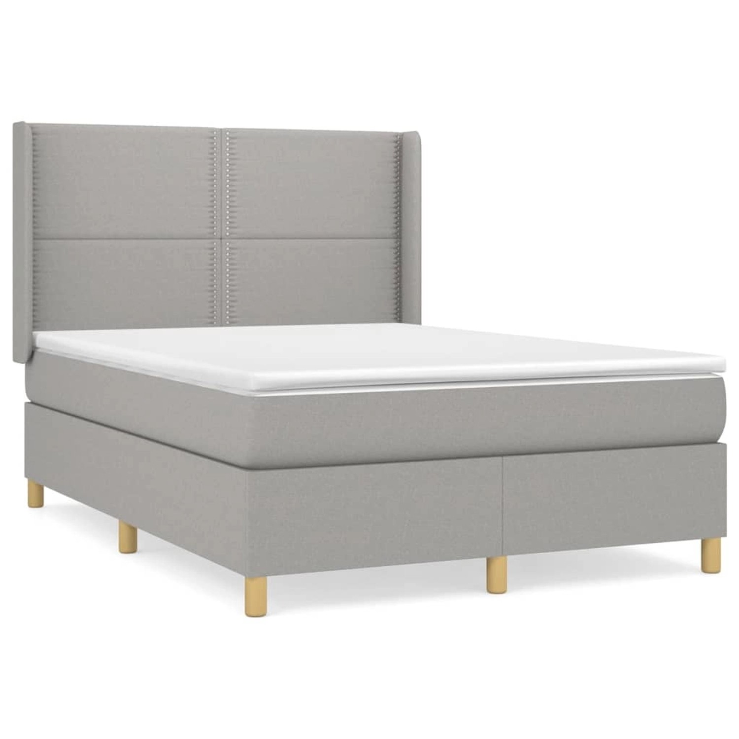 vidaXL Boxspringbett Boxspringbett mit Matratze Hellgrau 140x200 cm Stoff B günstig online kaufen