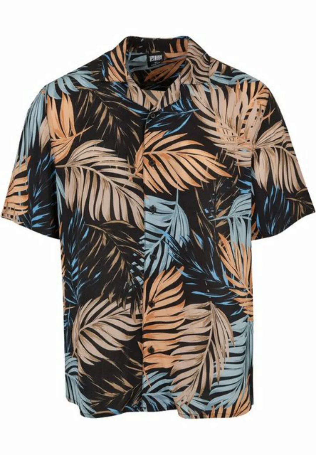 URBAN CLASSICS Langarmhemd Urban Classics Herren Viscose AOP Resort Shirt ( günstig online kaufen