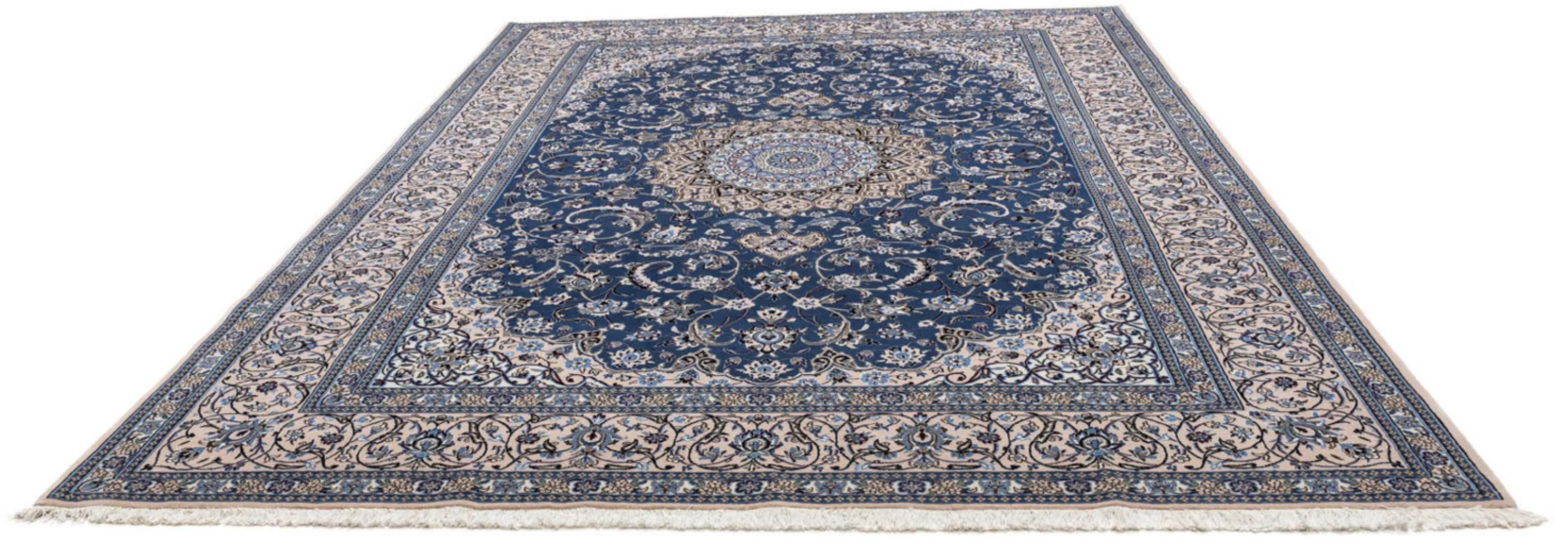 morgenland Wollteppich »Nain 9la Medaillon Blu scuro 348 x 245 cm«, rechtec günstig online kaufen