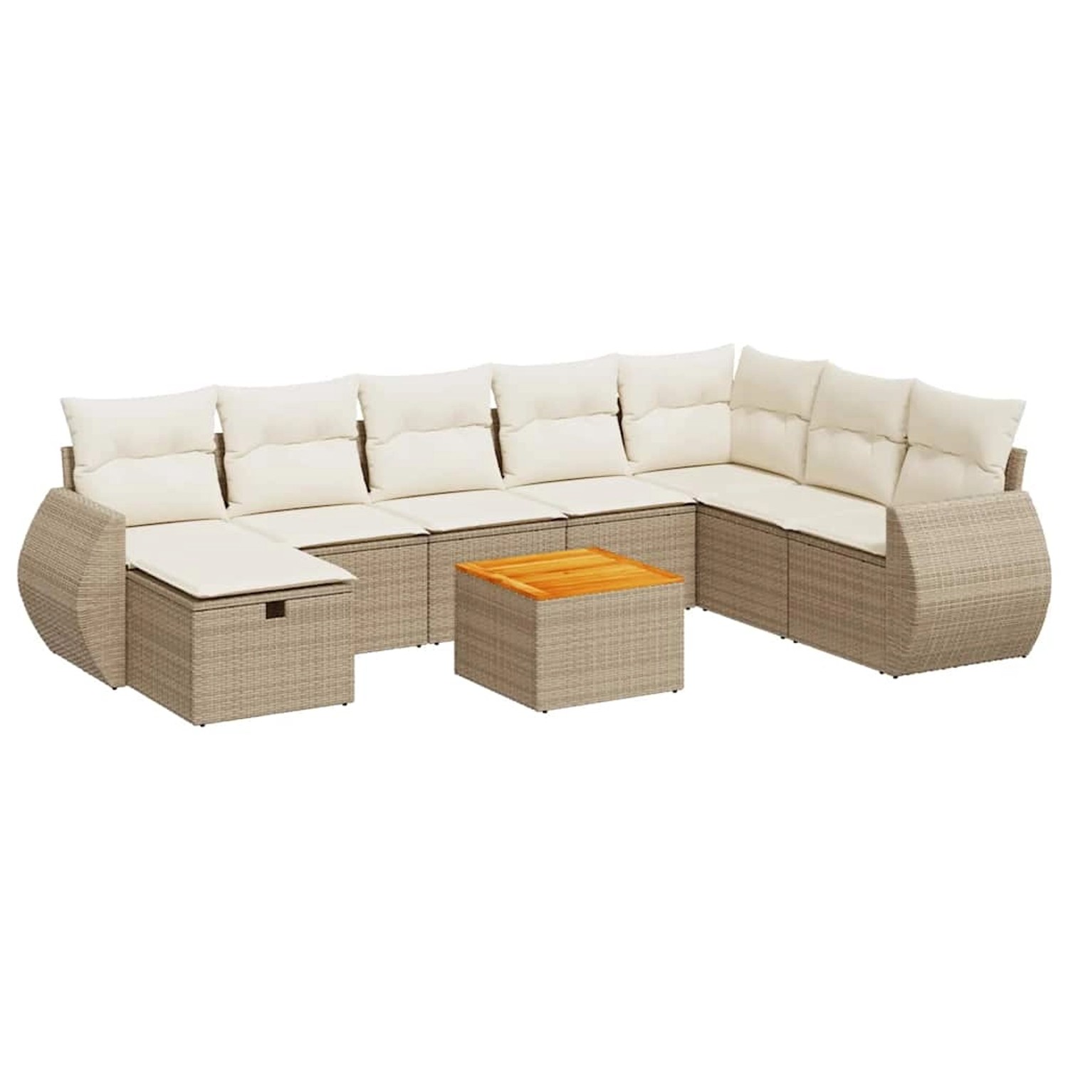 vidaXL 9-Tlg Garten-Sofagarnitur mit Kissen Beige Poly Rattan 3325859 günstig online kaufen