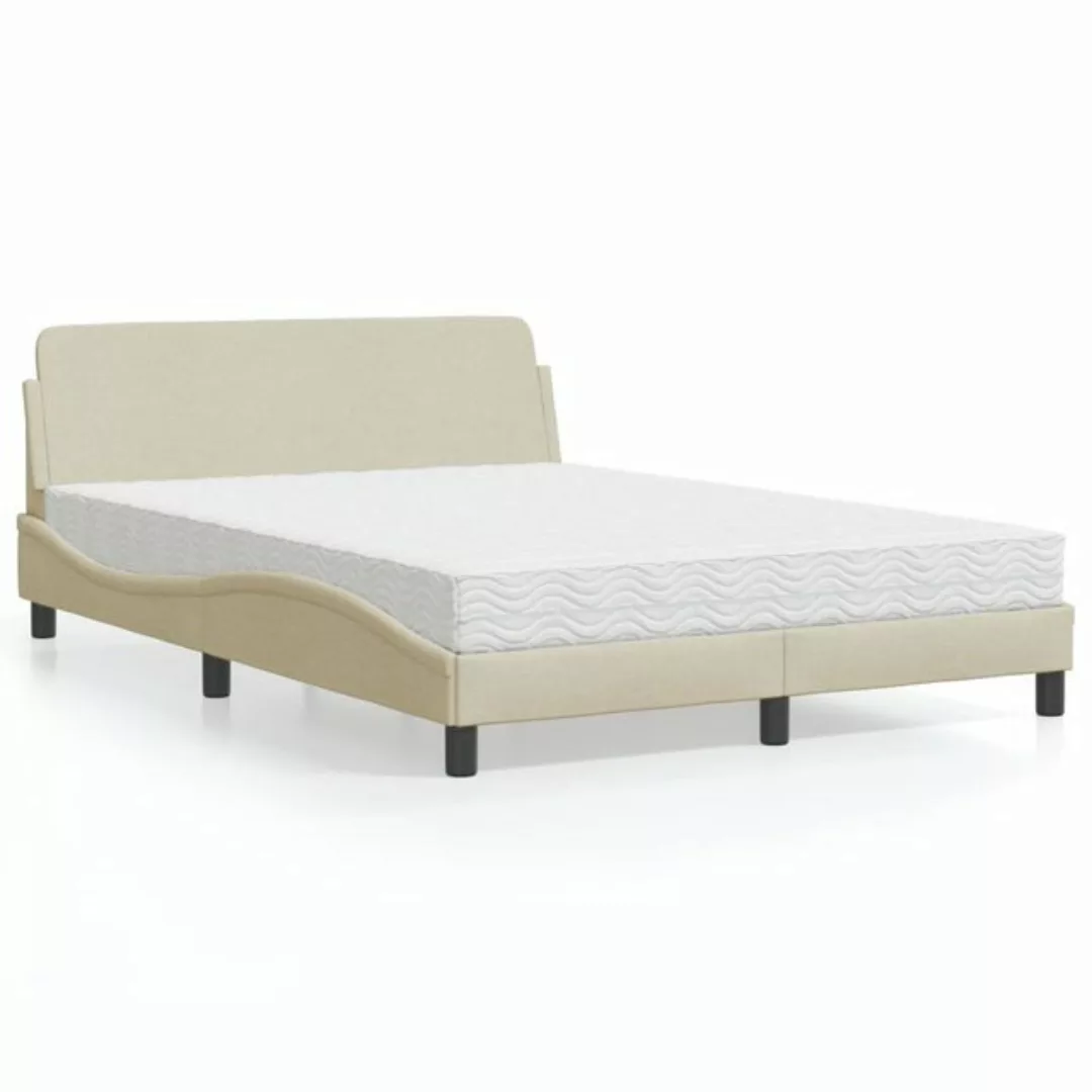 vidaXL Bett Bett mit Matratze Creme 120x200 cm Stoff günstig online kaufen