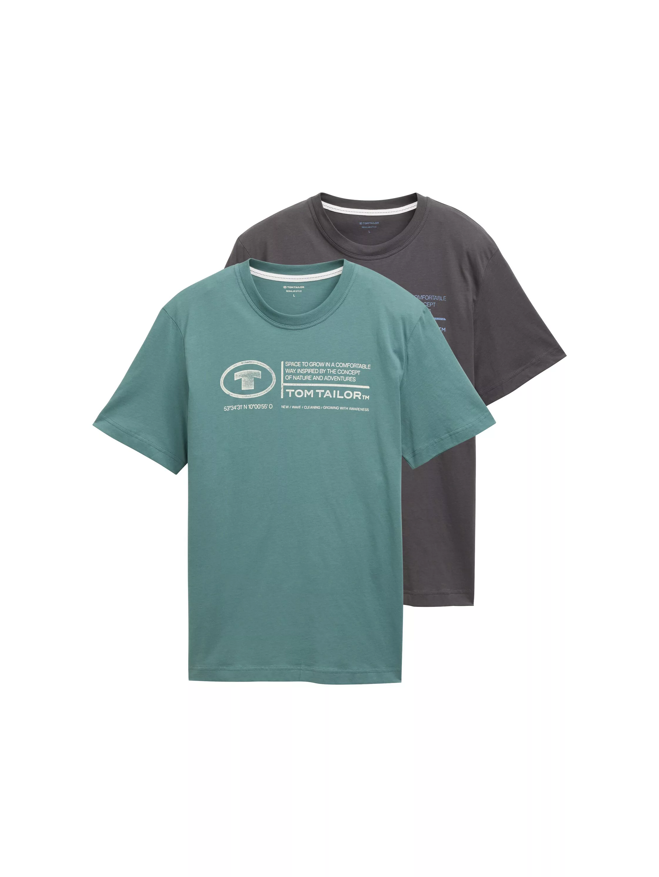 TOM TAILOR T-Shirt, (Packung, 2 tlg.), mit Logo Print günstig online kaufen