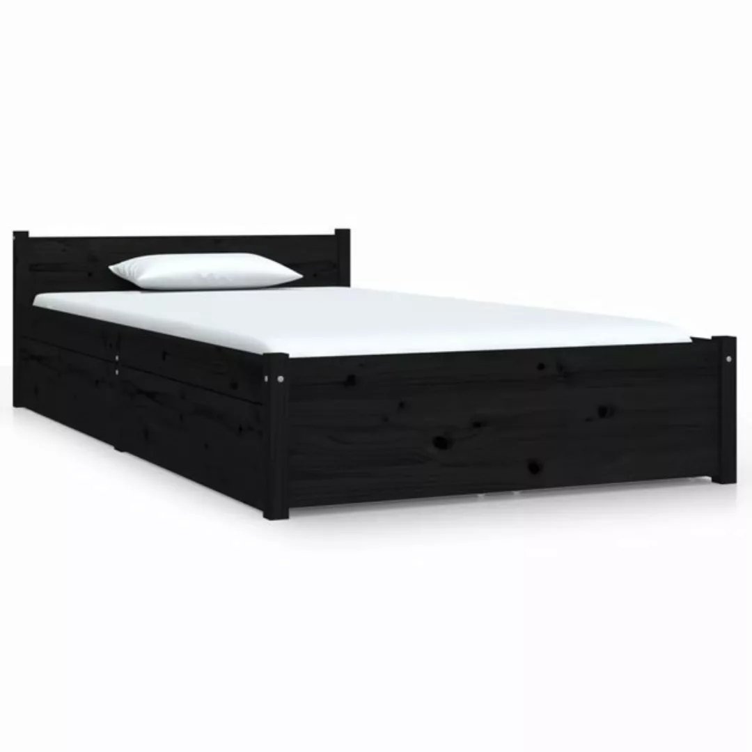 vidaXL Bettgestell Bett mit Schubladen Schwarz 90x200 cm Bett Bettgestell E günstig online kaufen