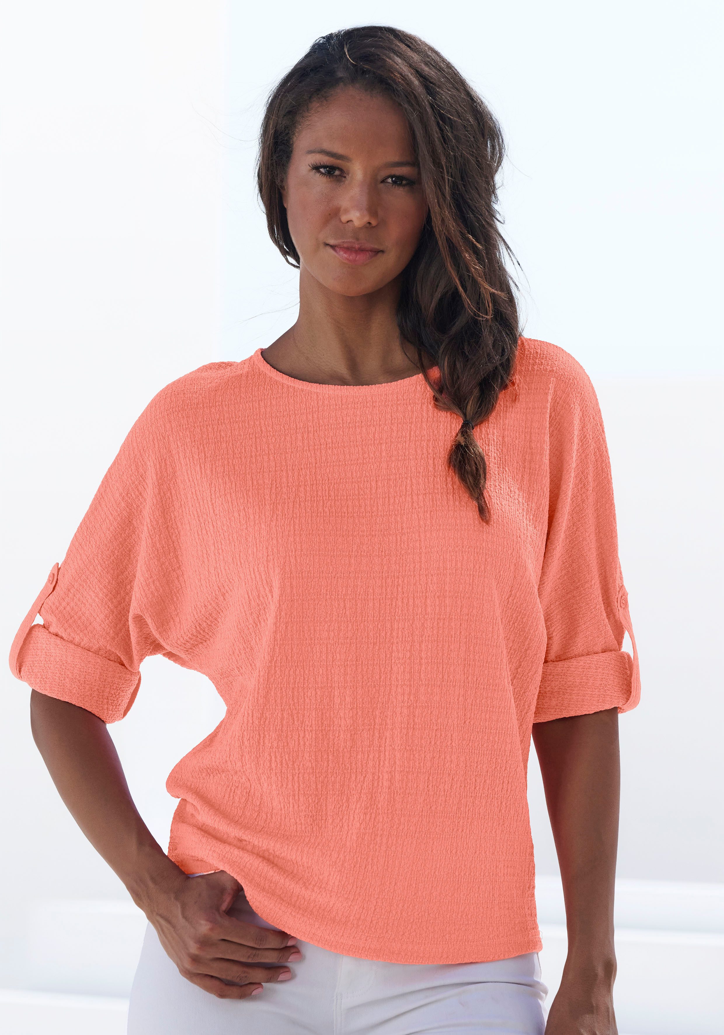 Vivance 2-in-1-Shirt "zum Krempeln", aus bügelfreier Crêpe-Qualität günstig online kaufen
