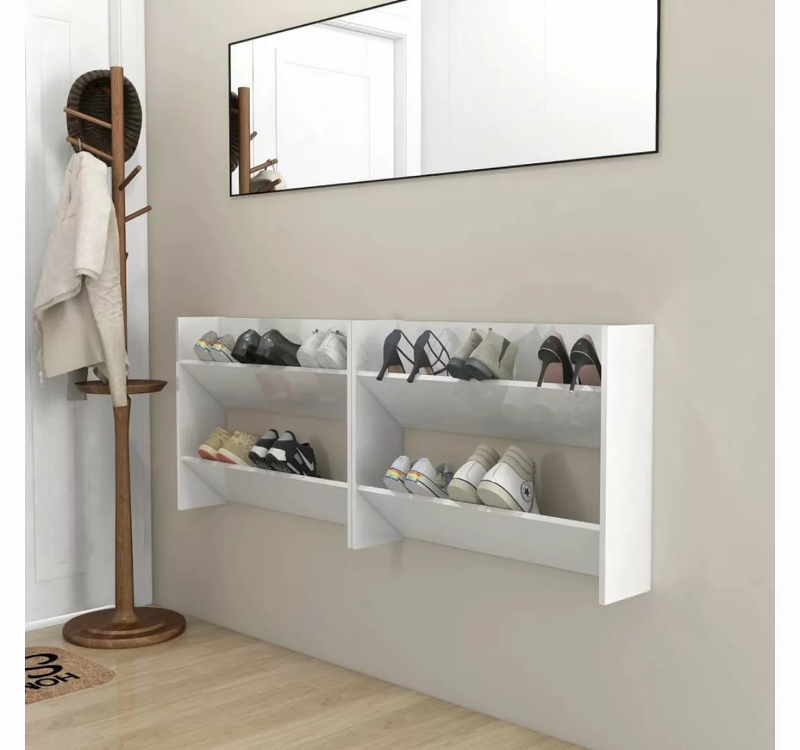 furnicato Hängeschuhschrank Wand-Schuhschränke 2 Stk. Hochglanz-Weiß 80x18x günstig online kaufen