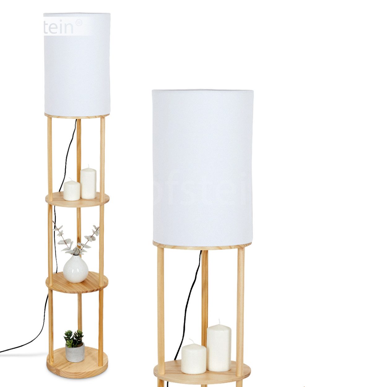 hofstein Stehlampe Stehlampe aus Holz/Stoff in günstig online kaufen