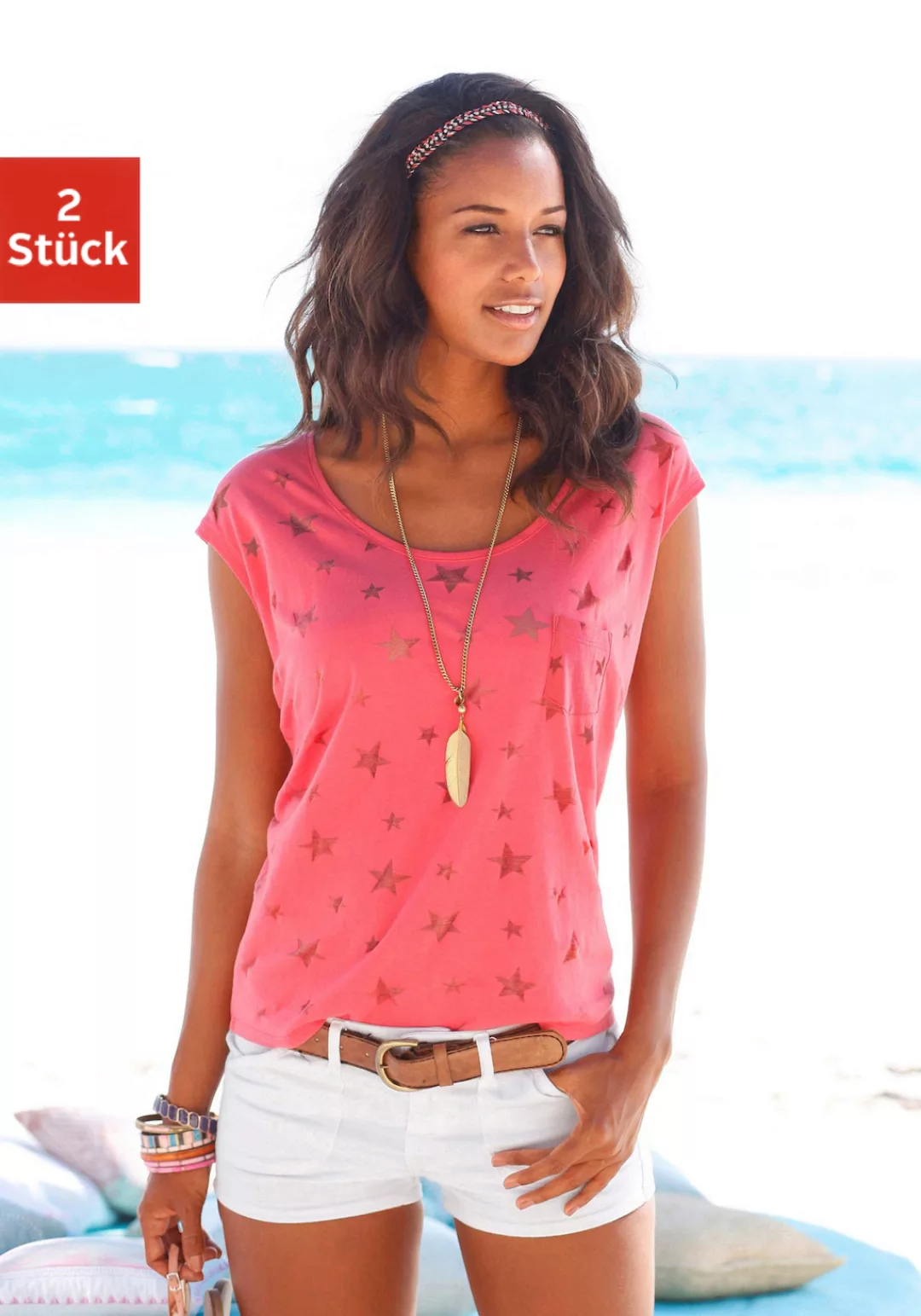 Beachtime T-Shirt (2er-Pack) Ausbrenner-Qualität mit leicht transparenten S günstig online kaufen