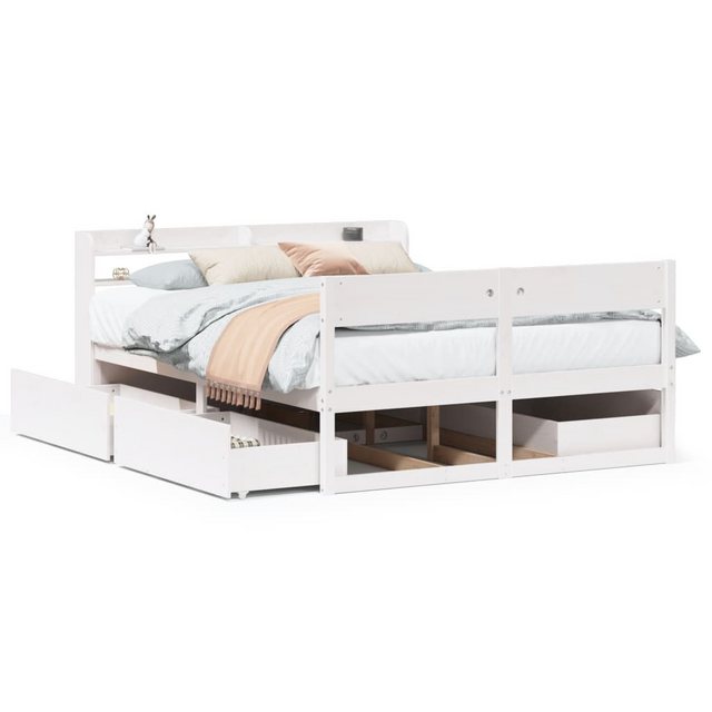 vidaXL Bett, Massivholzbett ohne Matratze Weiß 140x190 cm Kiefernholz günstig online kaufen