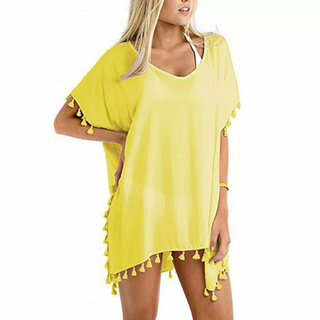 AUKUU Strandkleid Strandbadeanzugabdeckungskleid, Damen Chiffon Quaste Bade günstig online kaufen