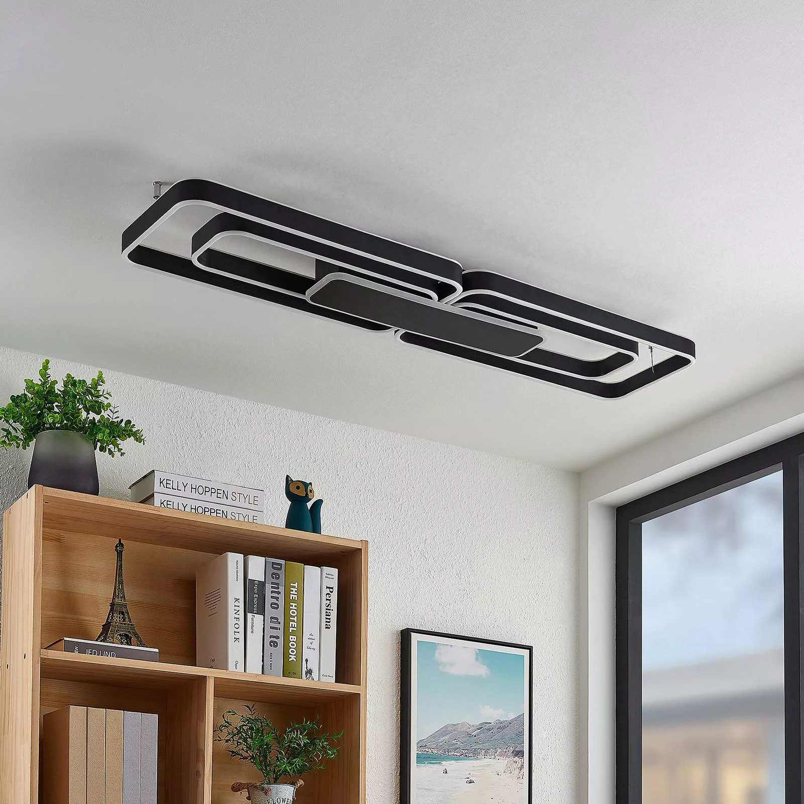 Lucande Kadira LED-Deckenlampe, 120 cm, schwarz günstig online kaufen