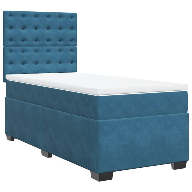 vidaXL Bett Boxspringbett mit Matratze Blau 100x200 cm Samt günstig online kaufen