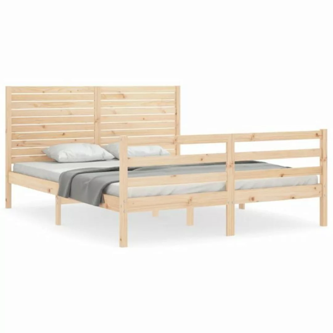 vidaXL Bettgestell Massivholzbett mit Kopfteil 160x200 cm Bett Bettgestell günstig online kaufen