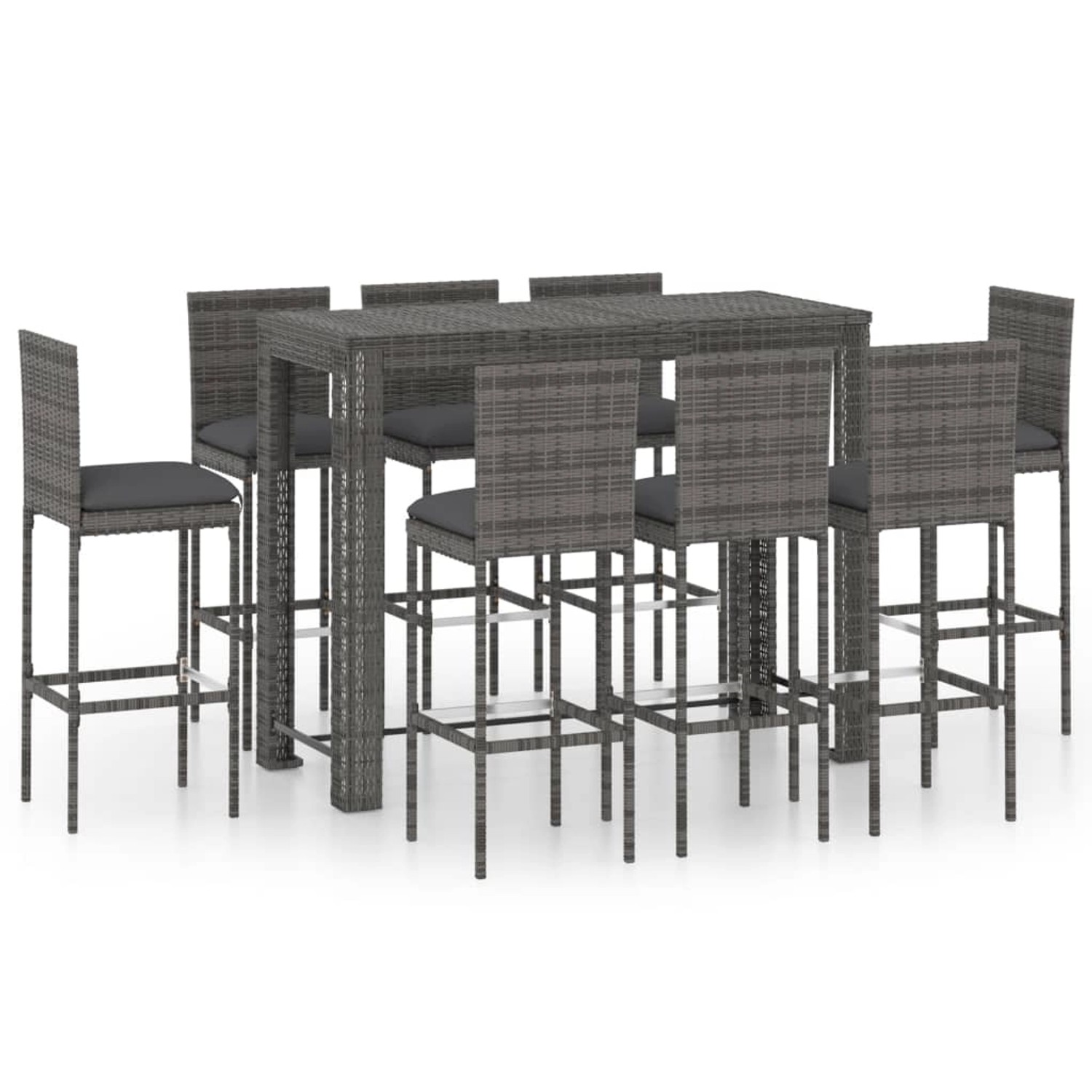 9-tlg. Garten-bar-set Mit Anthrazit Kissen Poly Rattan günstig online kaufen