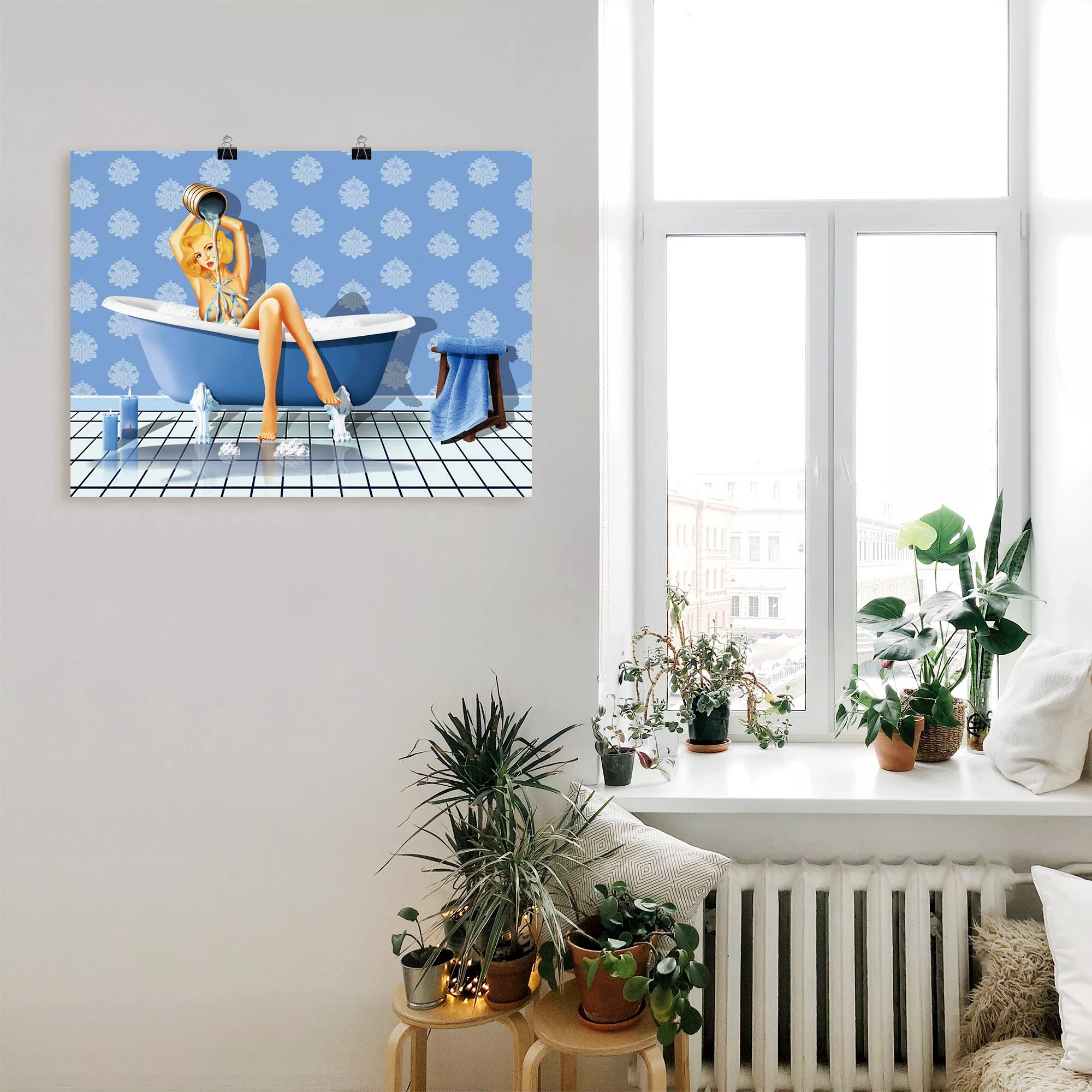 Artland Wandbild "Das sexy blaue Badezimmer", Frau, (1 St.) günstig online kaufen