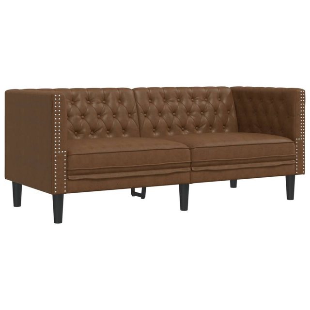 vidaXL Sofa Chesterfield-Sofa 2-Sitzer Braun Kunstleder in Wildleder-Optik günstig online kaufen