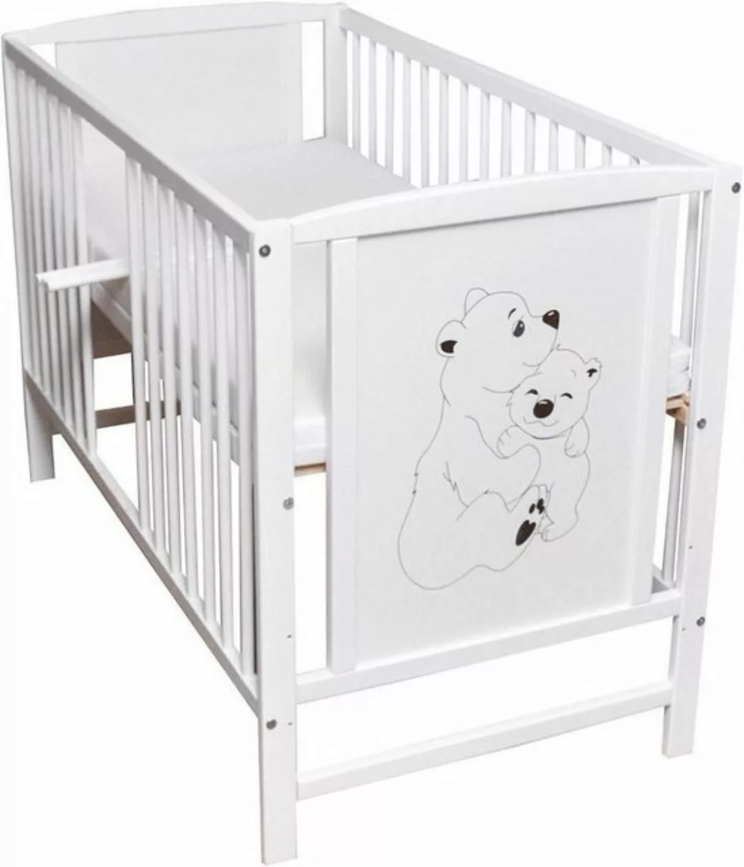 Dedstore-Baby Kinderbett Babybett mit Matratze 120x60 cm Komplett Set Weiß günstig online kaufen