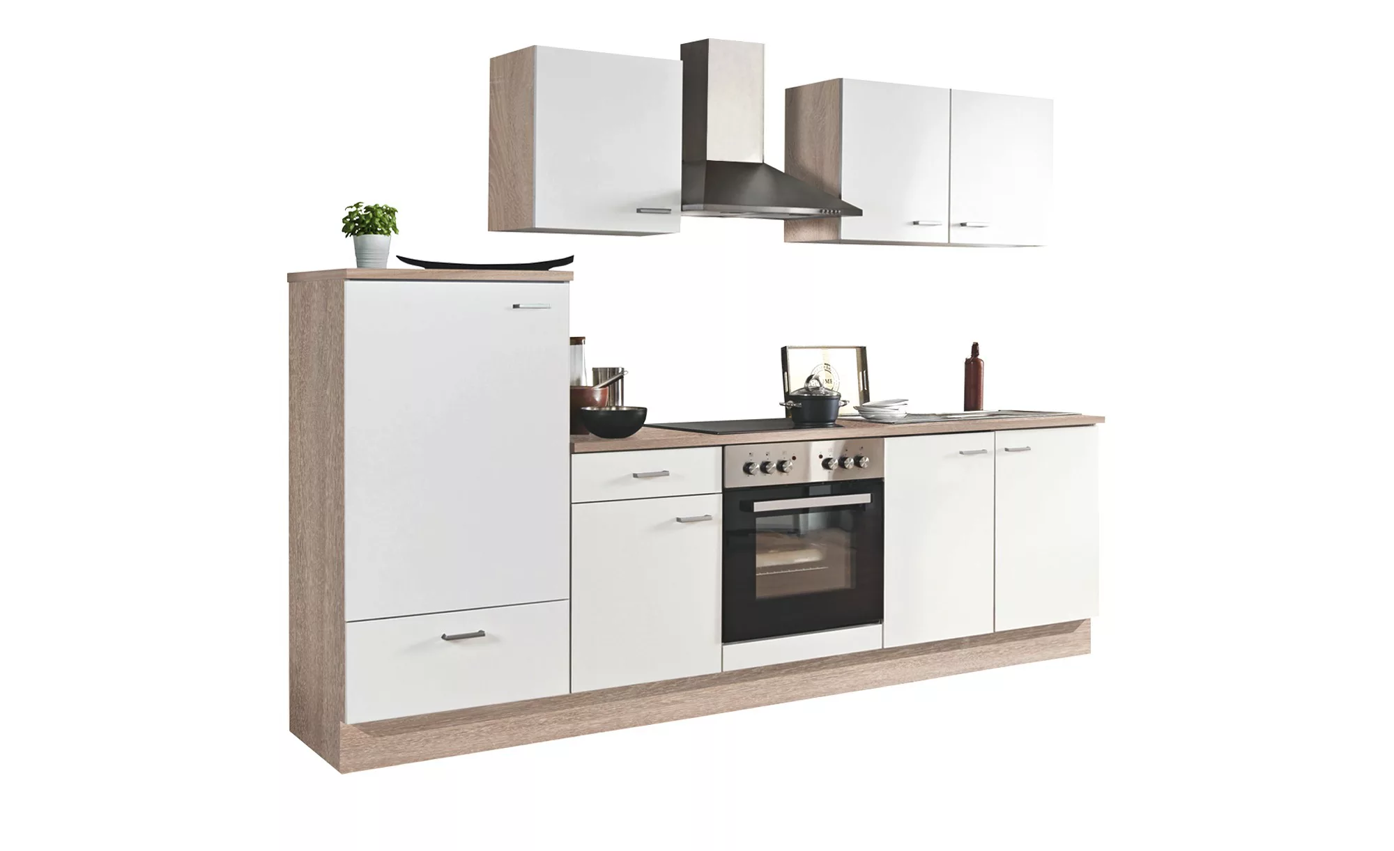 uno Küchenzeile mit Elektrogeräten  Mainz - weiß - 270 cm - Küchen > Küchen günstig online kaufen