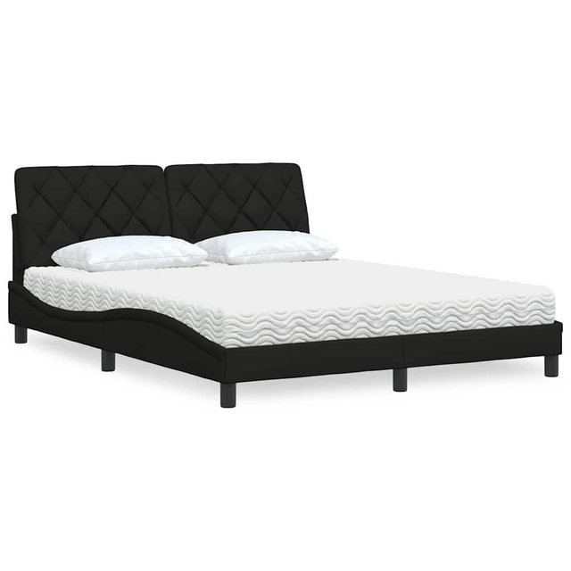 vidaXL Bett Bett mit Matratze Schwarz 160x200 cm Stoff günstig online kaufen