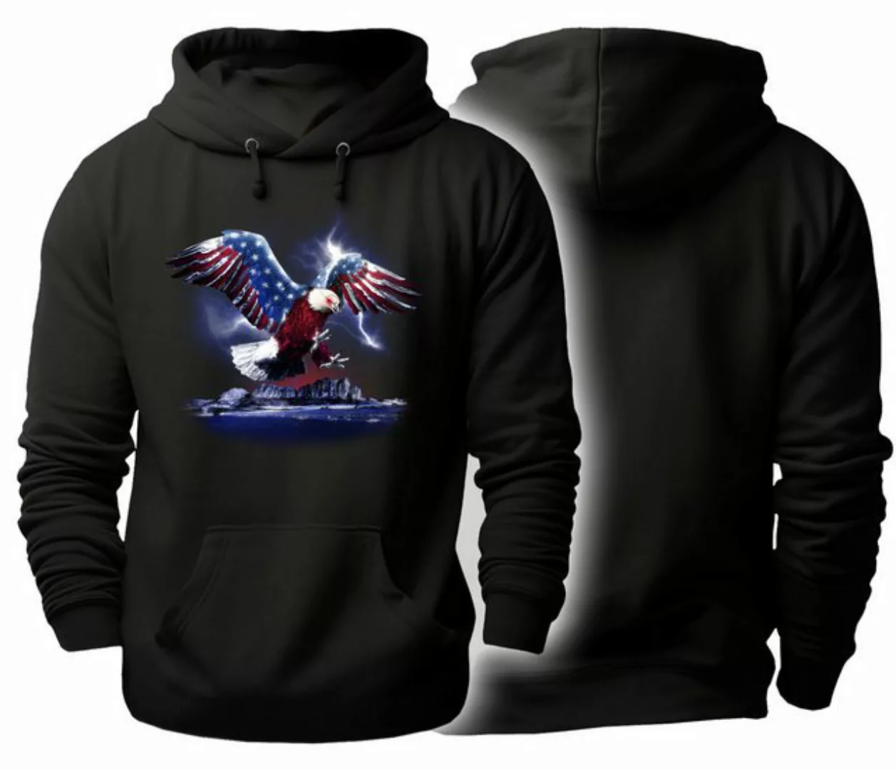 MyDesign24 Hoodie Herren Kapuzen Sweatshirt - Adler mit USA Flügel Kapuzenp günstig online kaufen