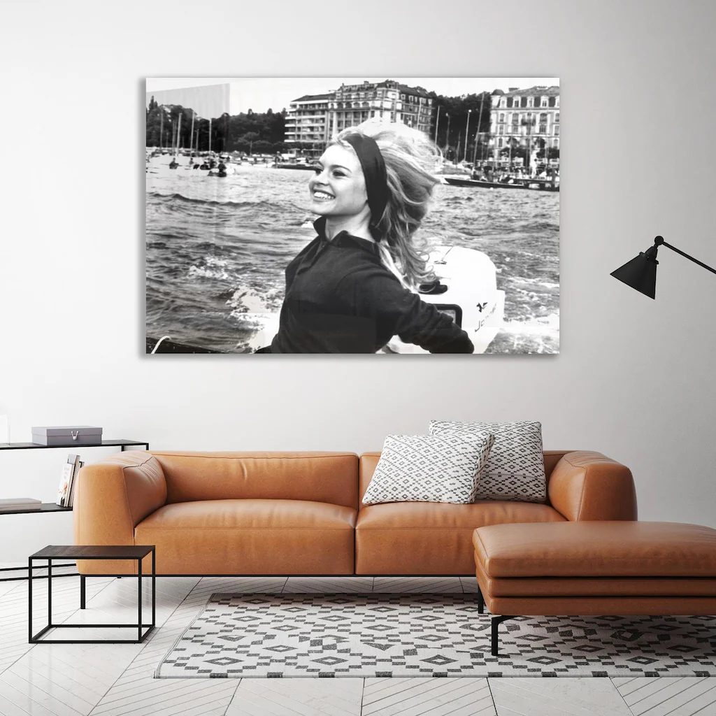 queence Acrylglasbild "Venezia", Schwarz-Weiß-Stars-Frau günstig online kaufen