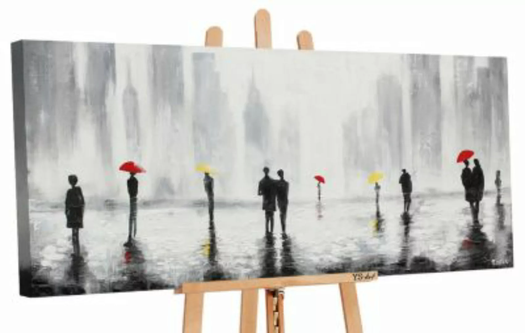 YS-Art™ "Gemälde Acryl ""Treffen 2"" handgemalt auf Leinwand 115x50 cm" gra günstig online kaufen