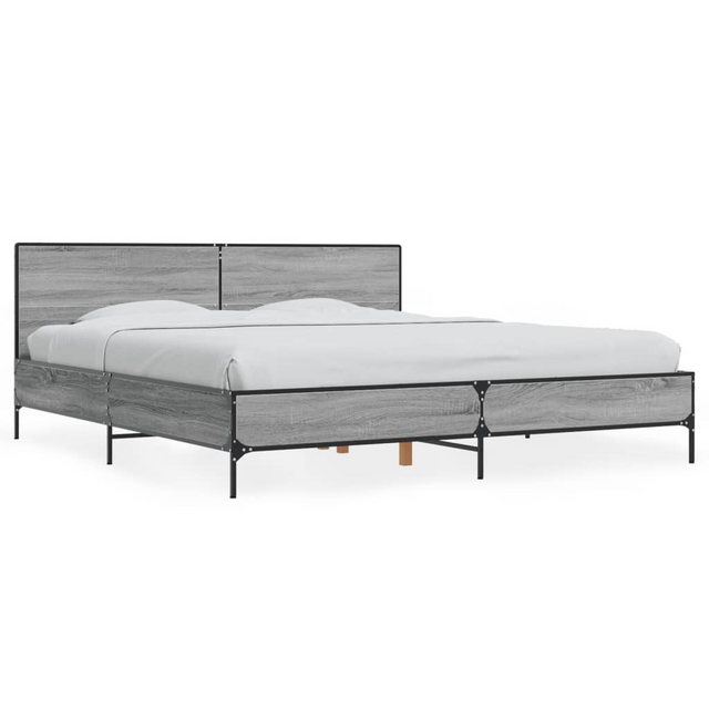 vidaXL Bett, Bettgestell Grau Sonoma 180x200 cm Holzwerkstoff und Metall günstig online kaufen