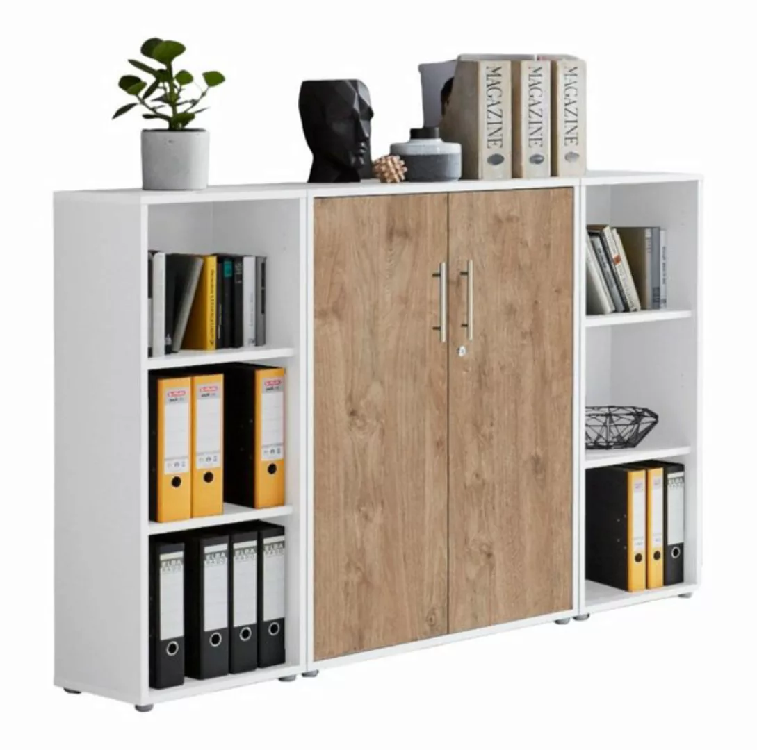 BMG Möbel Aktenschrank Office Edtion (Set 2 Weiß/ Gold Harbor Oak, Büroschr günstig online kaufen