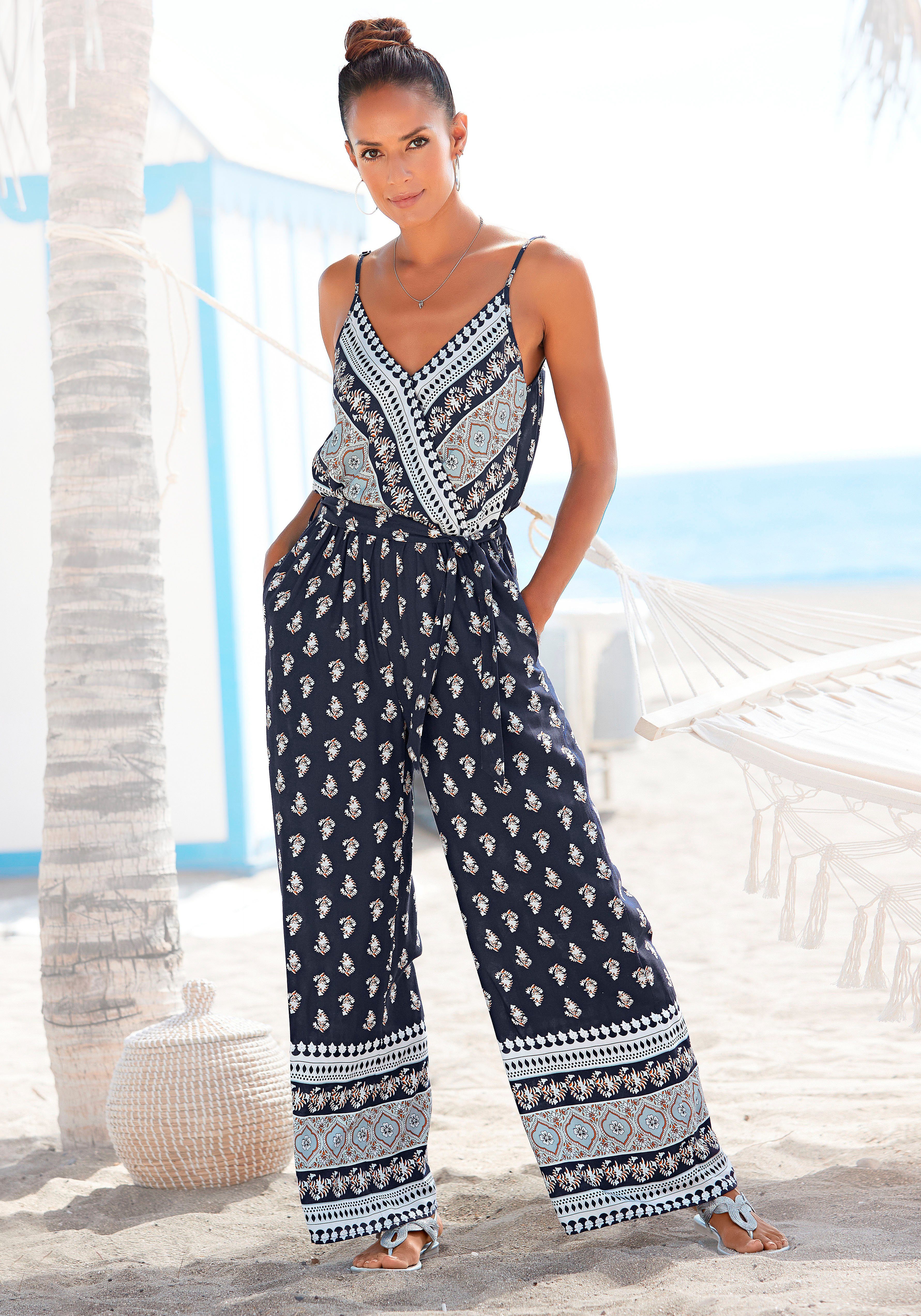 Vivance Overall, mit Bordürendruck und Taschen, sommerlicher Jumpsuit, weit günstig online kaufen