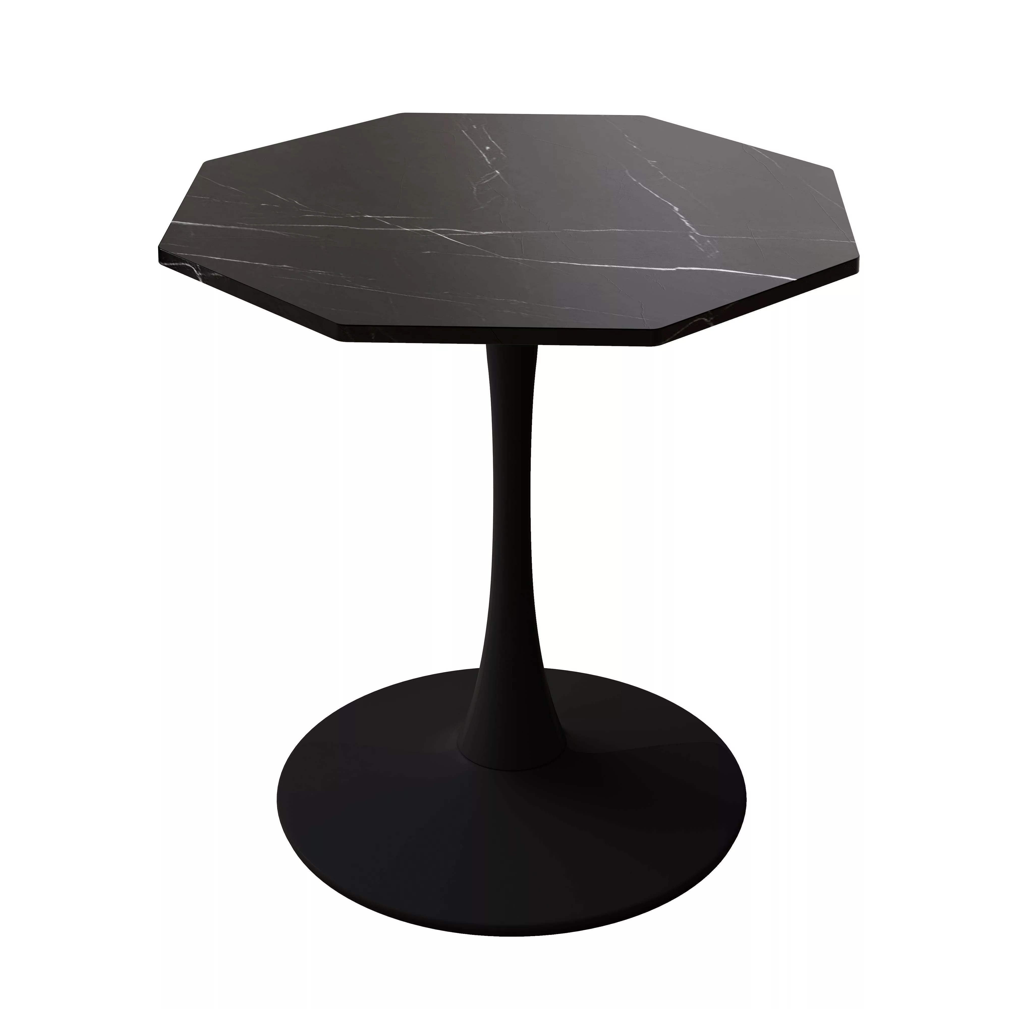 Kaffeetisch, moderner Oktagon MDF Tischplatte mit Metallbasis, abgerundete günstig online kaufen