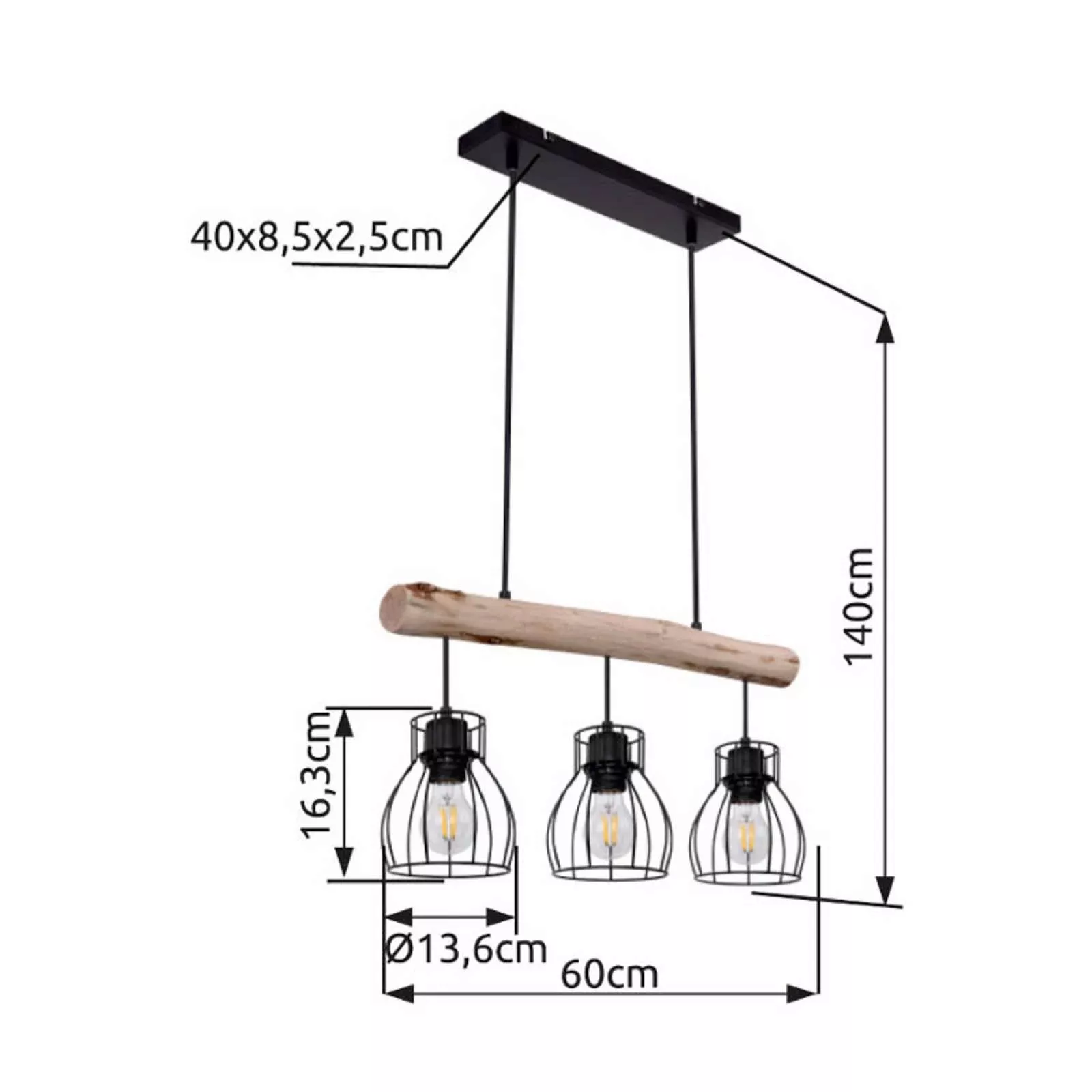 Pendelleuchte  5-flammig  Holz/ Metall Körbe   ¦ holzfarben ¦ Maße (cm): B: günstig online kaufen