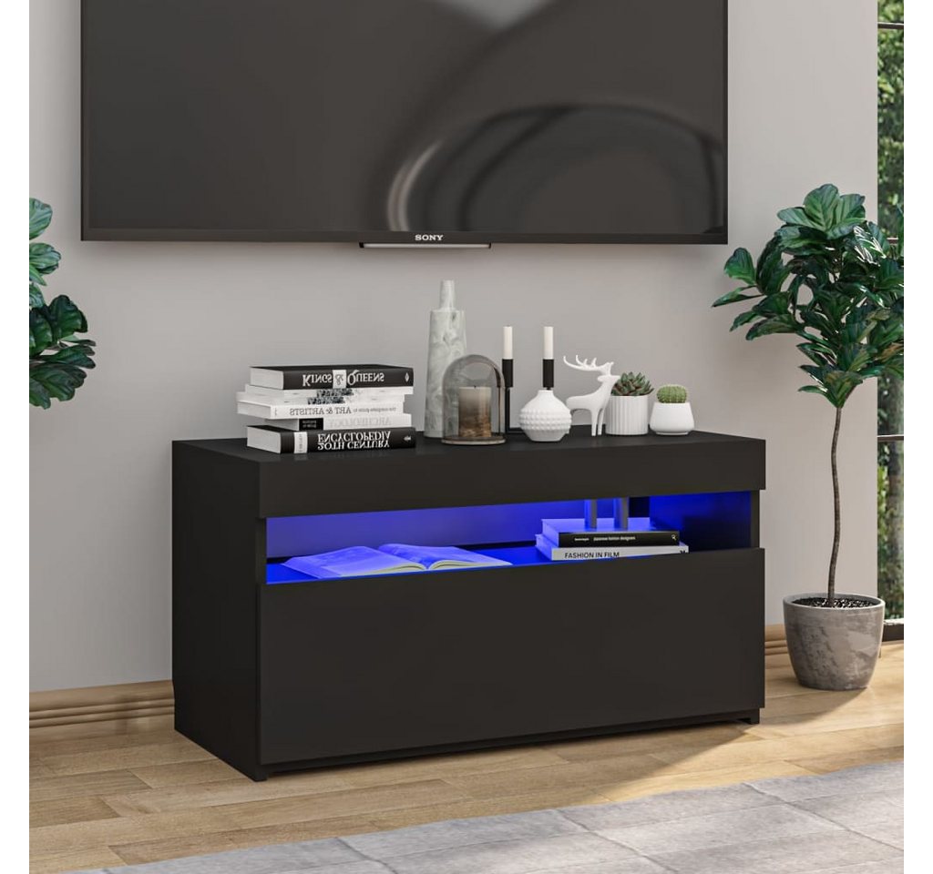 vidaXL TV-Schrank TV-Schrank mit LED Leuchten Schwarz 75x35x40 cm Lowboard günstig online kaufen