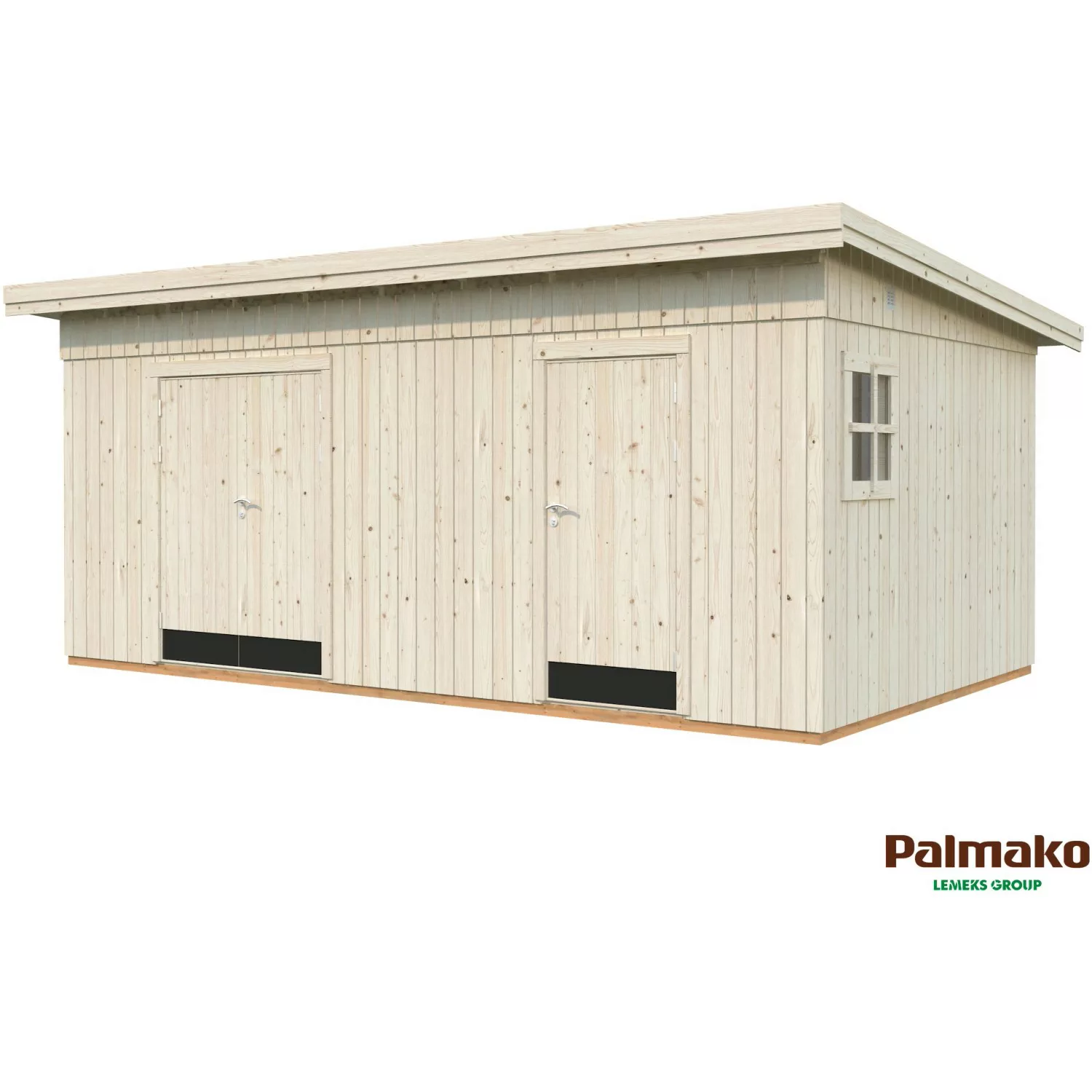 Palmako Kalle Holz-Gartenhaus Natur Pultdach Unbehandelt 561 cm x 330 cm günstig online kaufen