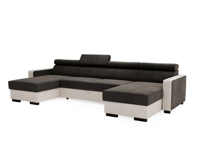 Goldstoff Ecksofa DIWIA U, Set, Ecksofa mit zwei Bettkasten, 4 verstellbare günstig online kaufen