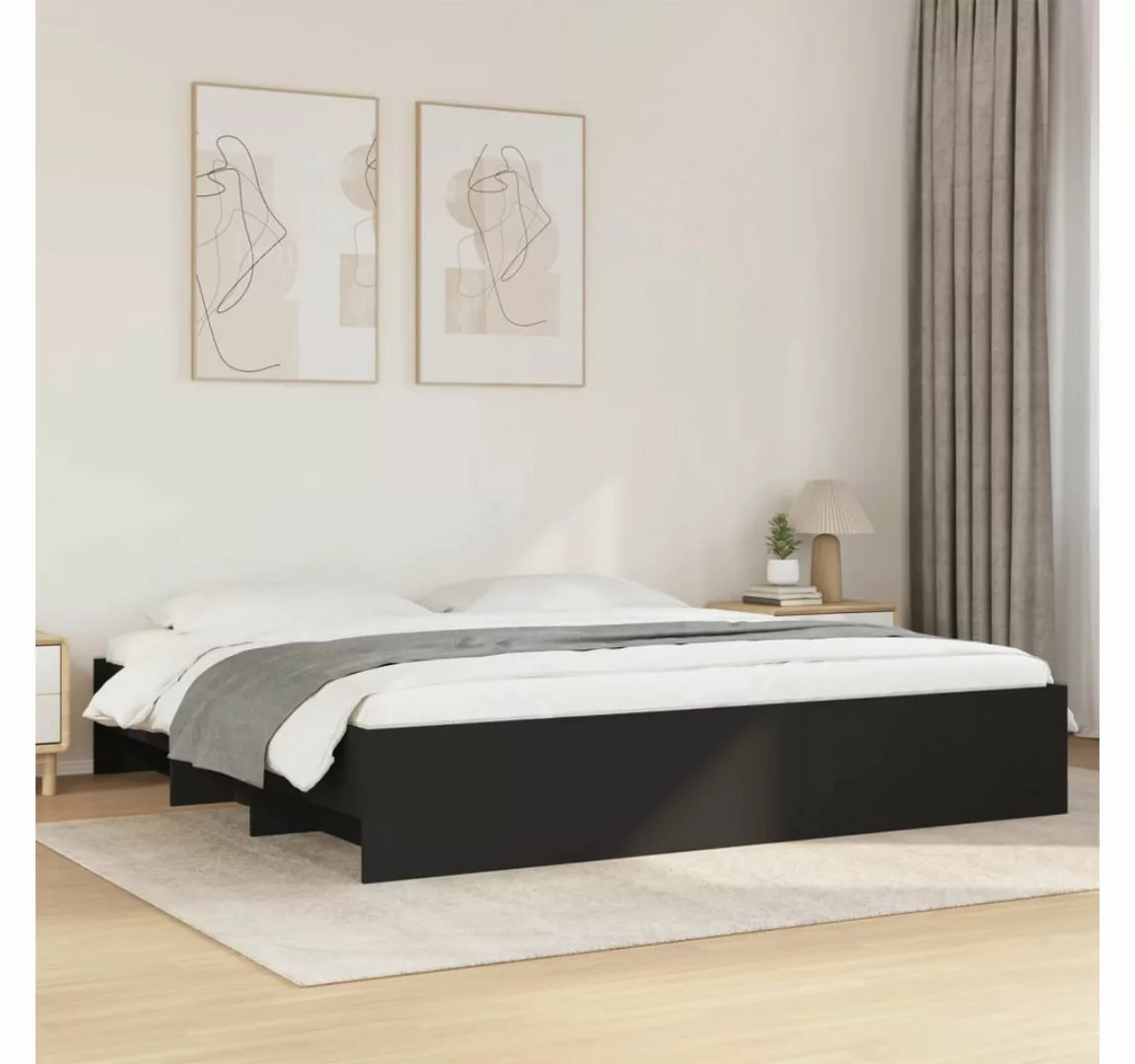 vidaXL Bett, Bettgestell ohne Matratze Schwarz 180x200 cm Holzwerkstoff günstig online kaufen