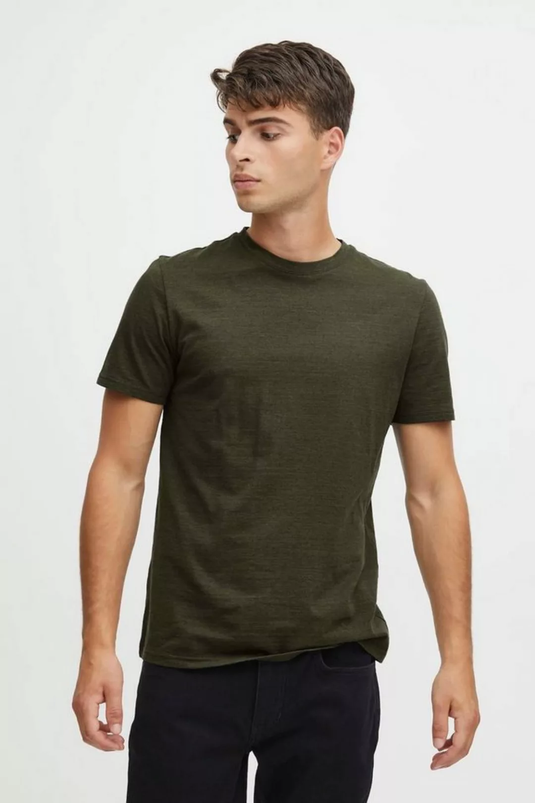 Casual Friday T-Shirt Rundhals Basic T-Shirt Meliert CFThor 5743 in Braun günstig online kaufen