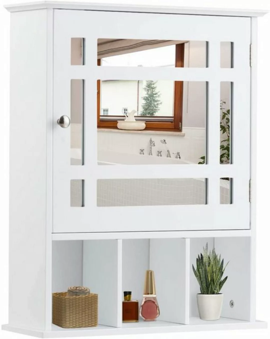 COSTWAY Badezimmerspiegelschrank mit verstellbarem Einlegeboden & 3 Fächern günstig online kaufen
