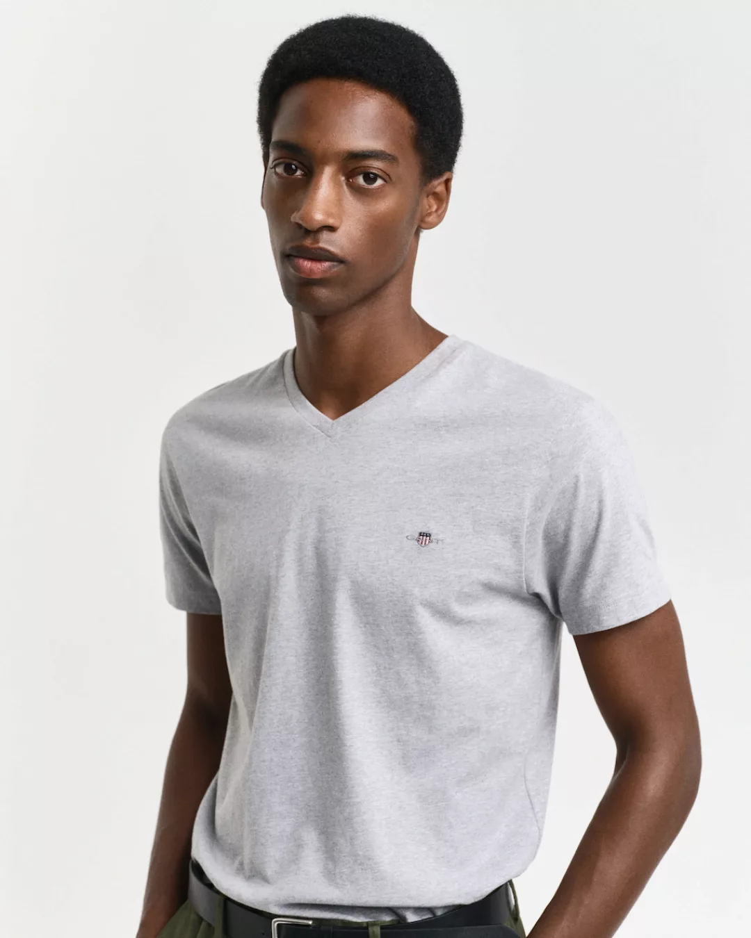 Gant T-Shirt SLIM SHIELD V-NECK T-SHIRT mit einer kleinen Logostickerei auf günstig online kaufen