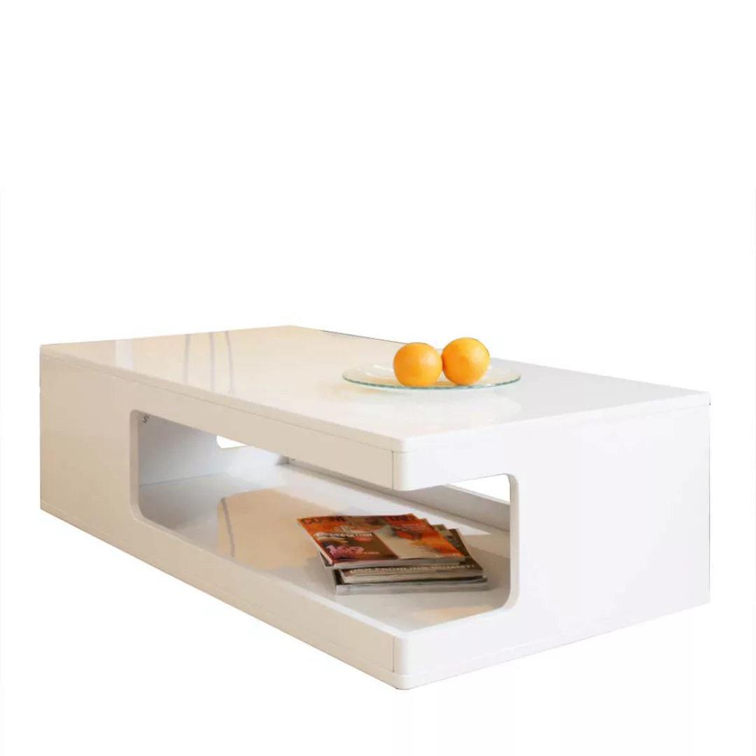Wohnzimmer Tisch in modernem Design Weiß Hochglanz Oberfläche günstig online kaufen