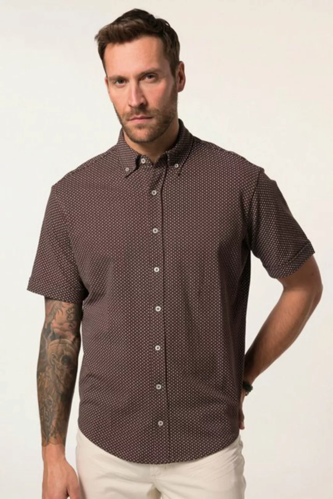 JP1880 Kurzarmhemd Piqué-Hemd Halbarm Buttondown-Kragen Modern Fit günstig online kaufen