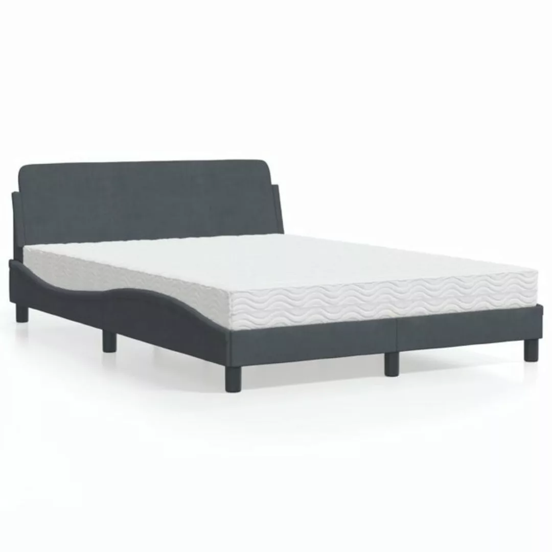 vidaXL Bett Bett mit Matratze Dunkelgrau 140x200 cm Samt günstig online kaufen