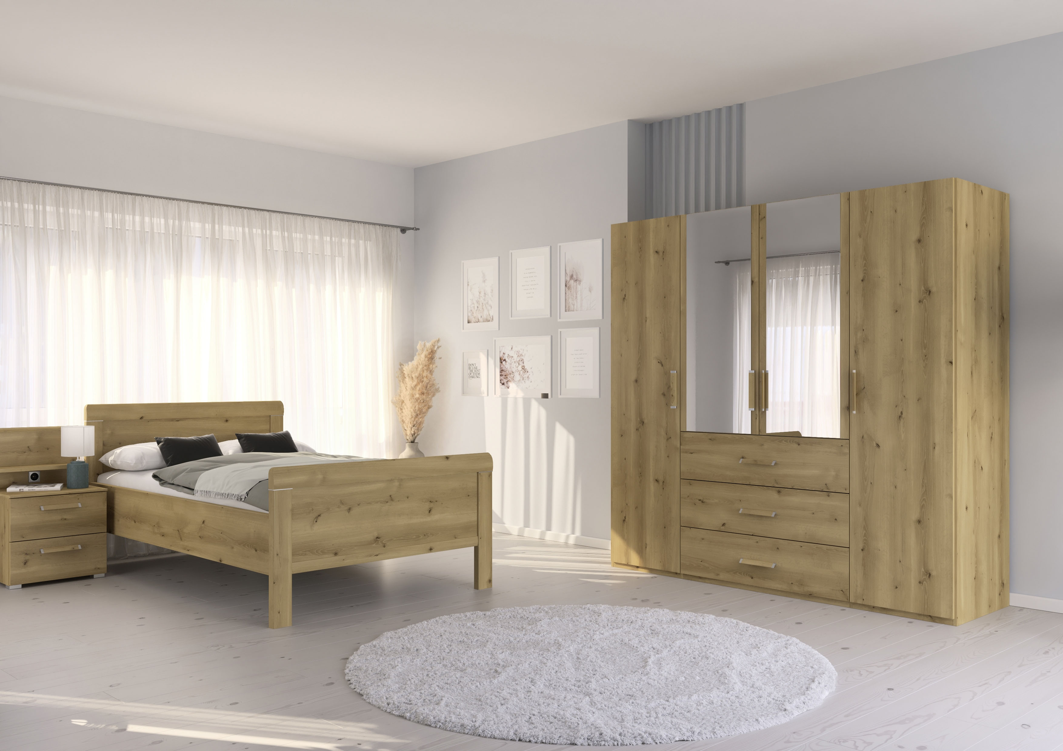 rauch Schlafzimmer-Set "Evelyn", (Set, 3 tlg.), Schrank und Bett in 2 Breit günstig online kaufen