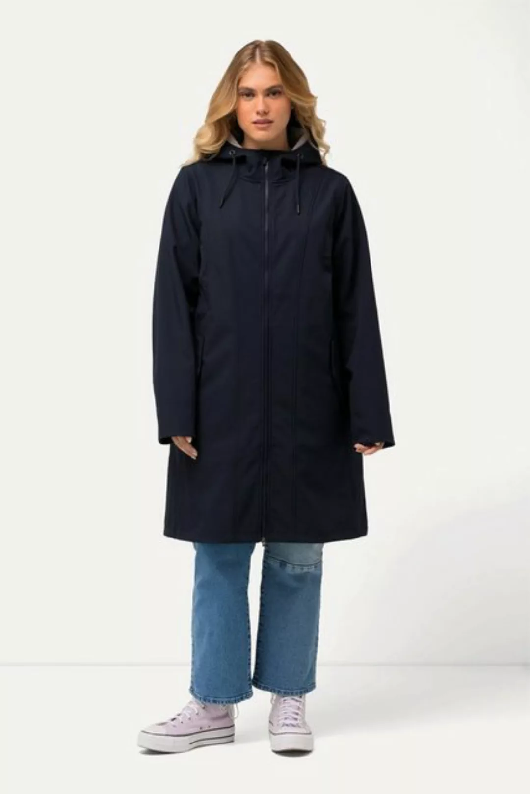 Ulla Popken Softshelljacke HYPRAR Softshell-Longjacke wasserabweisend Kapuz günstig online kaufen