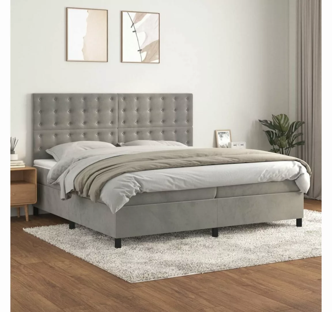 vidaXL Boxspringbett Bett Boxspringbett mit Matratze komplett Samt (200 x 2 günstig online kaufen