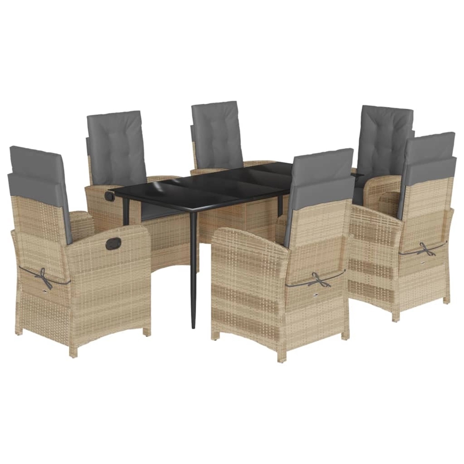 vidaXL 7-Tlg Garten-Essgruppe mit Kissen Beigemischung Poly Rattan 3212396 günstig online kaufen
