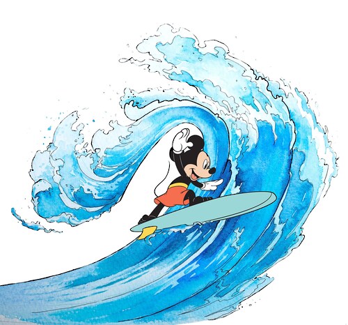 Disney Fototapete Mickey Mouse Blau Rot und Weiß 300 x 280 cm 612097 günstig online kaufen