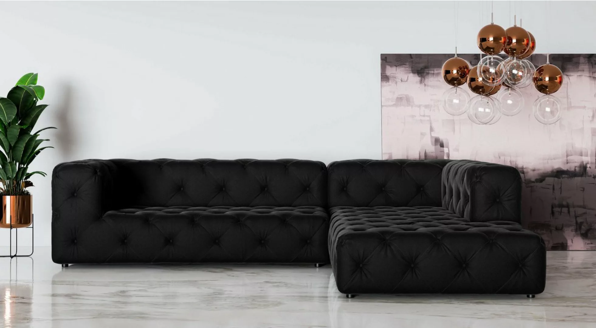 Places of Style Ecksofa FOLLINA, L-Form, mit klassischer Chesterfield-Knopf günstig online kaufen